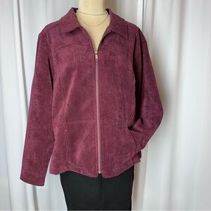 Christopher & Banks Jacket Petite XL Full‎ Zip Microfiber Corduroy Collared EUC